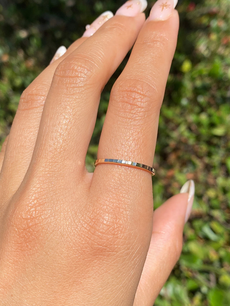 14K Gold Squared Diamond Cut Fashion Band