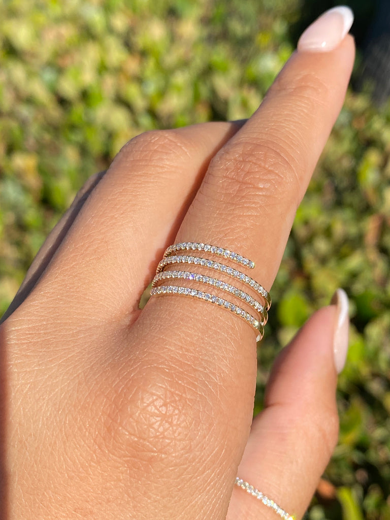 14K Gold Wrapped Prong Diamond Ring