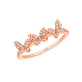 14K Gold Diamond Butterfly Stackable Band
