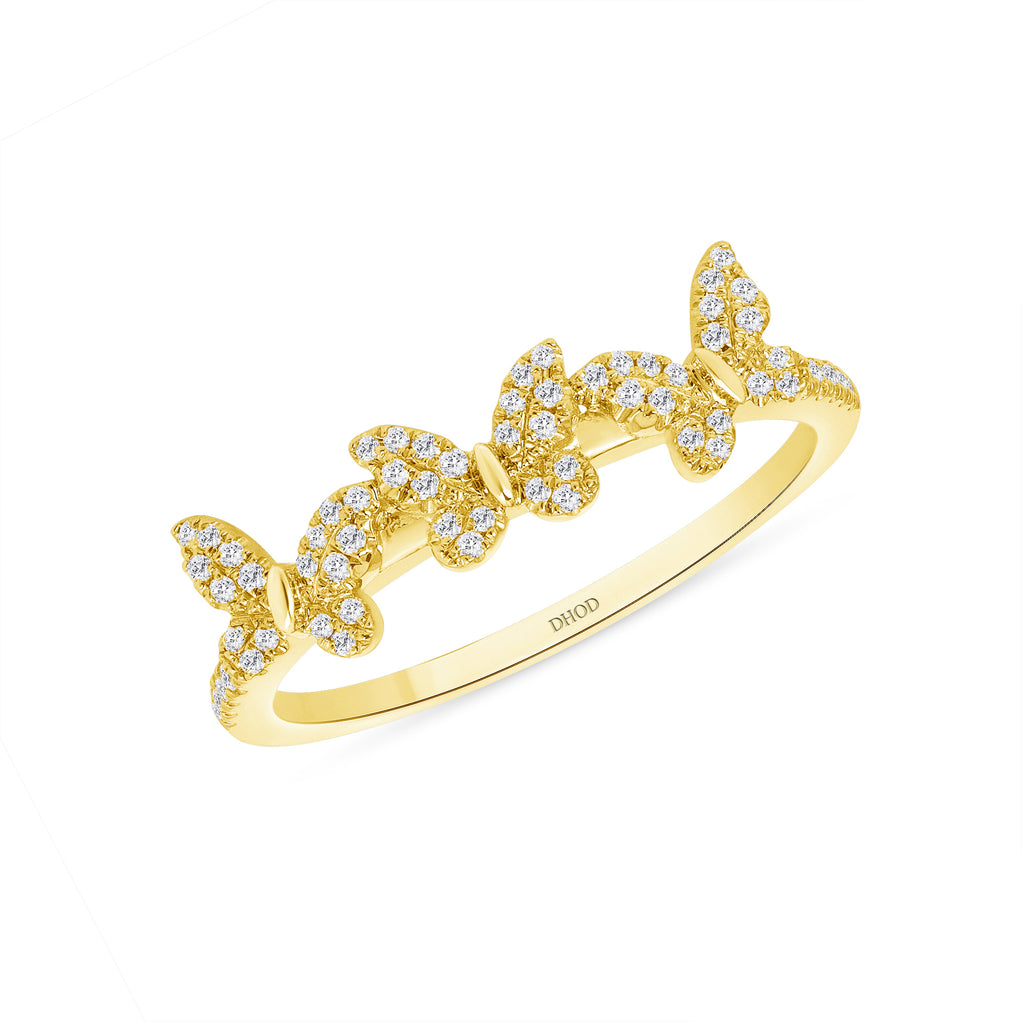 14K Gold Diamond Butterfly Stackable Band