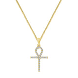 14K Gold Diamond Ankh Pendant