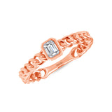 Cuban Emerald Diamond Bezel Ring