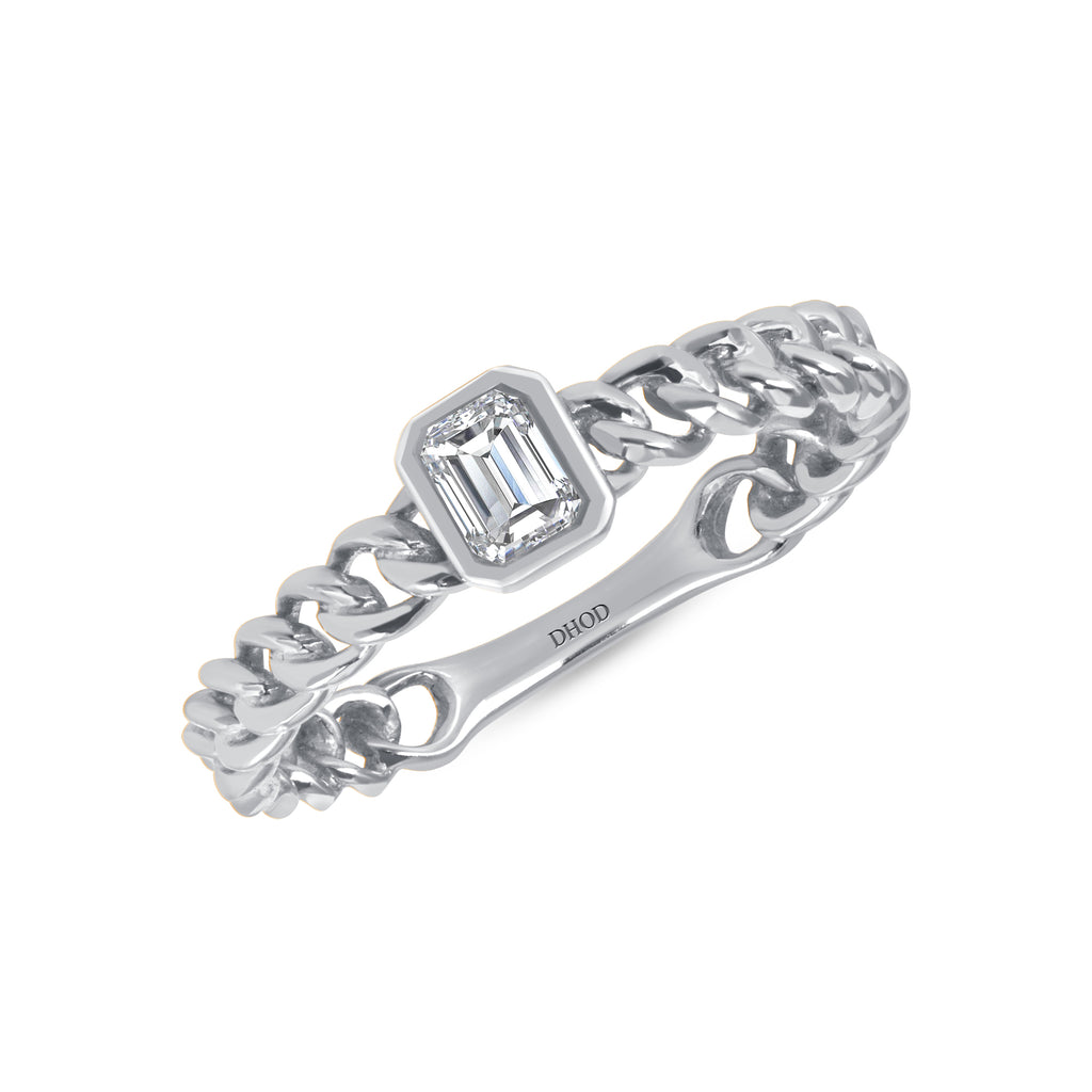 Emerald Diamond Bezel Ring