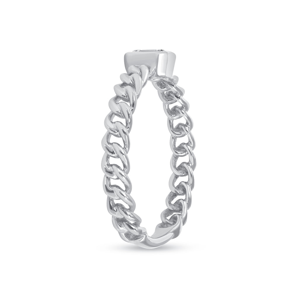 Gold Cuban Emerald Diamond Bezel Ring