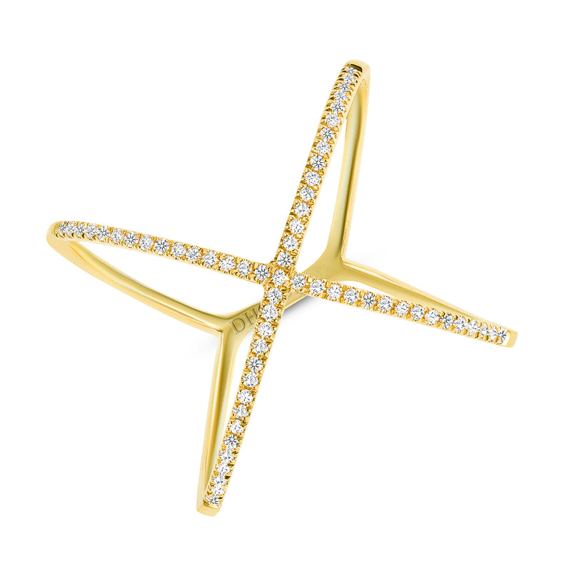 14K Gold X Ring