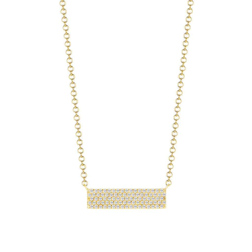 14K Gold 4-Row Diamond Pavé Bar Necklace