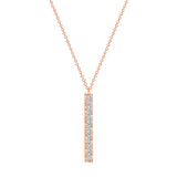 14K Gold Bar with Round and Baguette Diamond Pendant