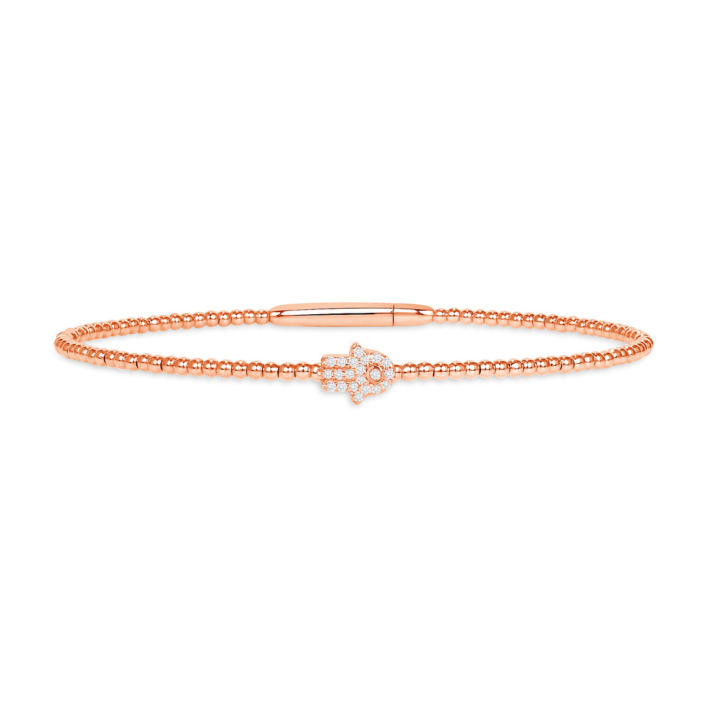 14k Gold Bubble Hamsa Diamond Bangle