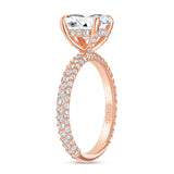 14K Gold Diamond Under Halo with 1.50 Carat Oval Shape Forever One Moissanite Engagement Ring