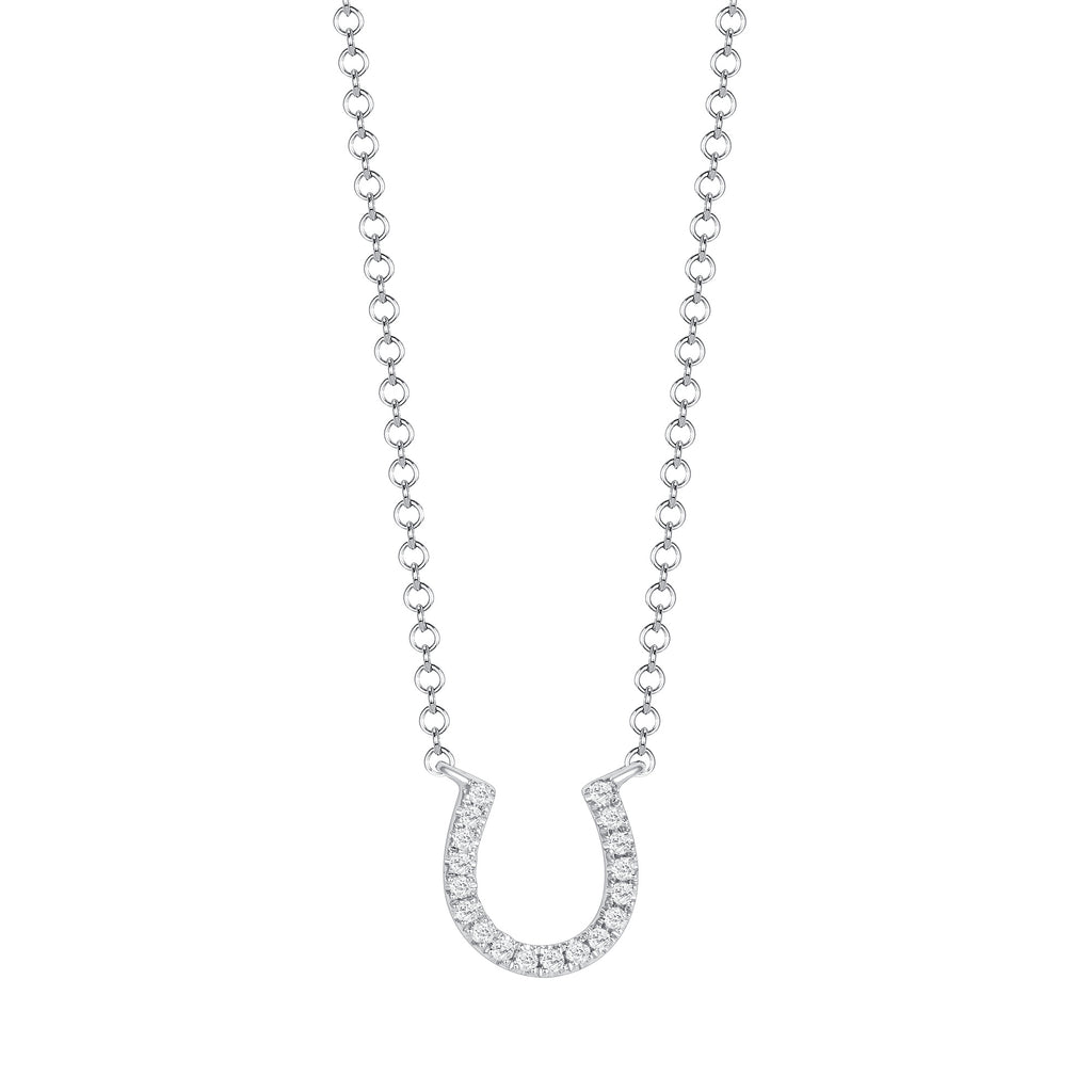 14K Gold Diamond Horseshoe Pendant Necklace