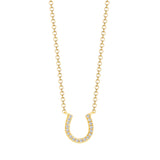 14K Gold Diamond Horseshoe Pendant Necklace
