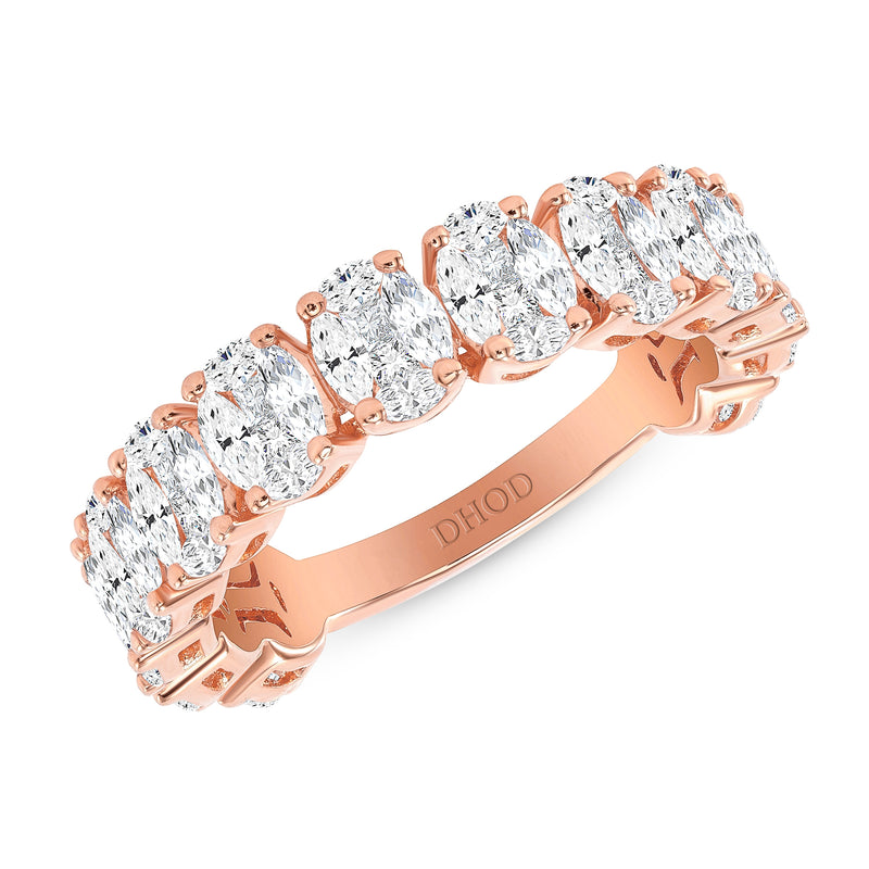 14K Gold Oval Cluster Diamond Band