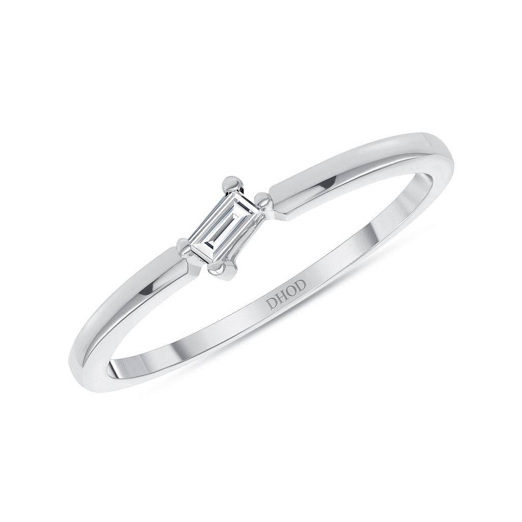 14K Gold Diagonal Diamond Baguette Stackable Band
