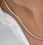 14K Gold Natural Diamond Large Tennis Necklace