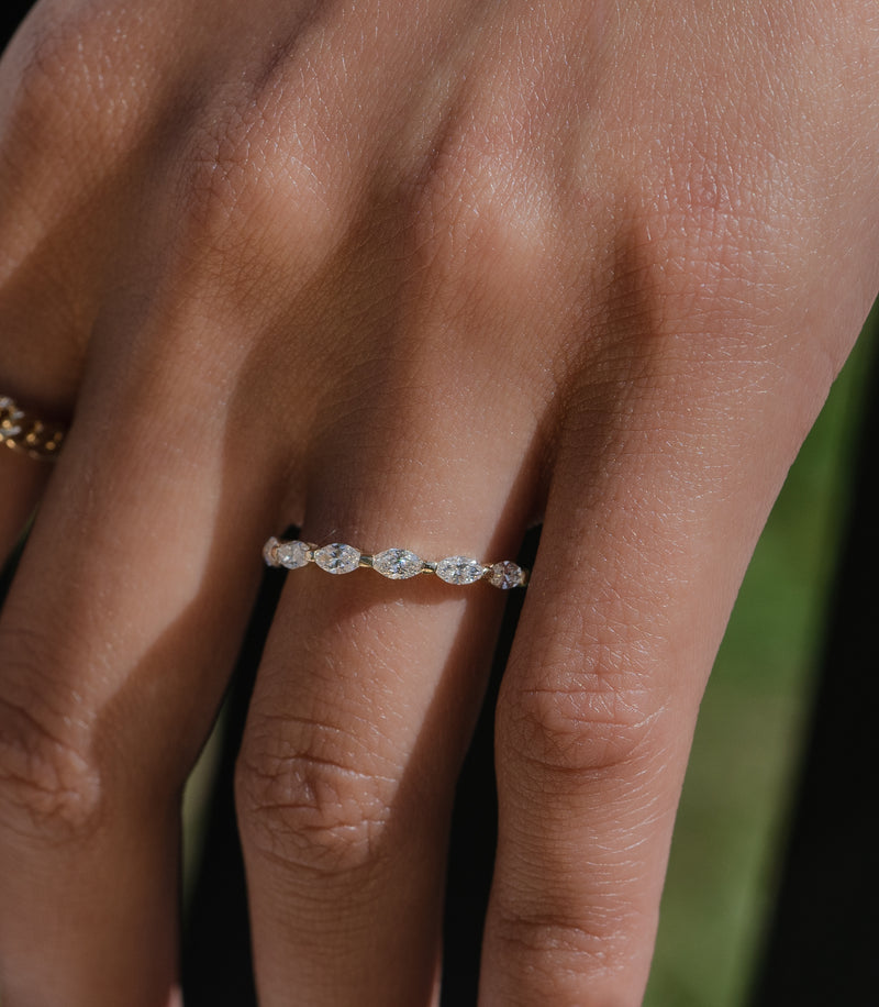 14K Gold Marquise Single Prong Band