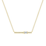 14K Gold Diamond Baguette Bar Pendant