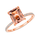 gorgeous emerald cut morganite ring