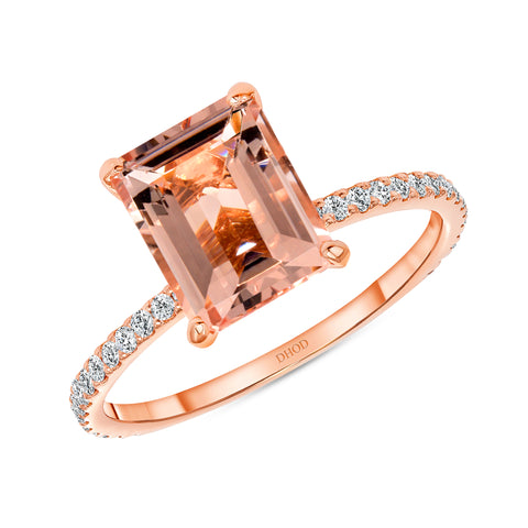 gorgeous emerald cut morganite ring