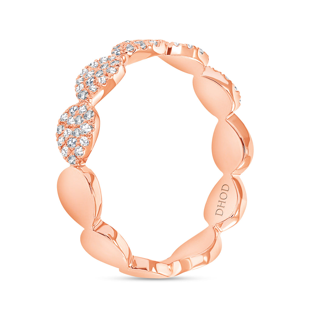 14K Gold Half Eternity Pavé Diamond Band