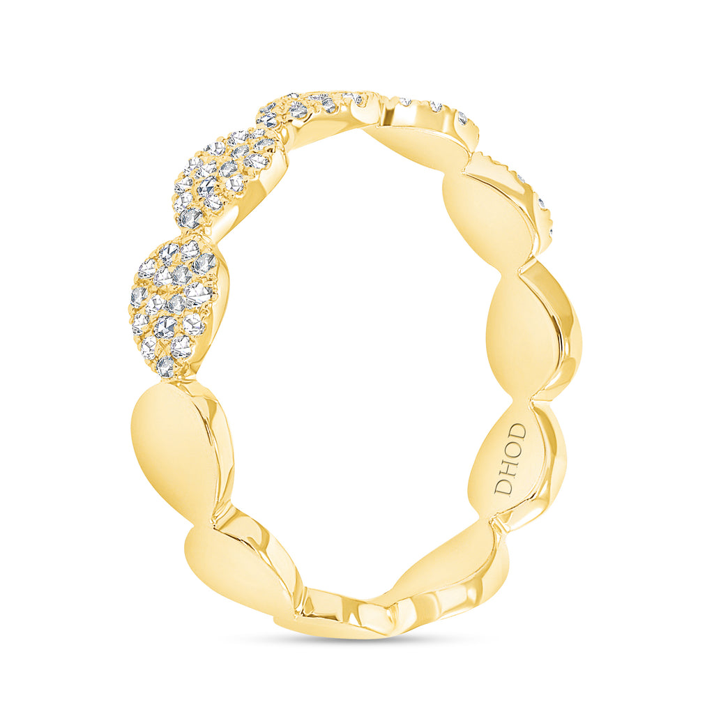 14K Gold Half Eternity Pavé Diamond Band