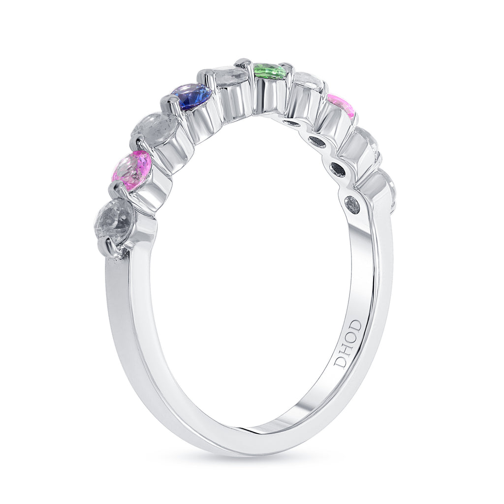 14K Gold Rainbow Sapphire Band