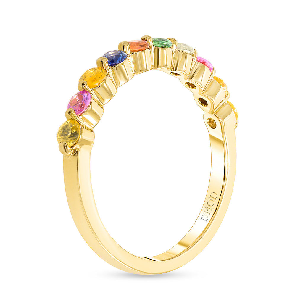 14K Gold Rainbow Sapphire Band