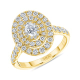 14K Gold Cluster Natural Oval Diamond Engagement Ring