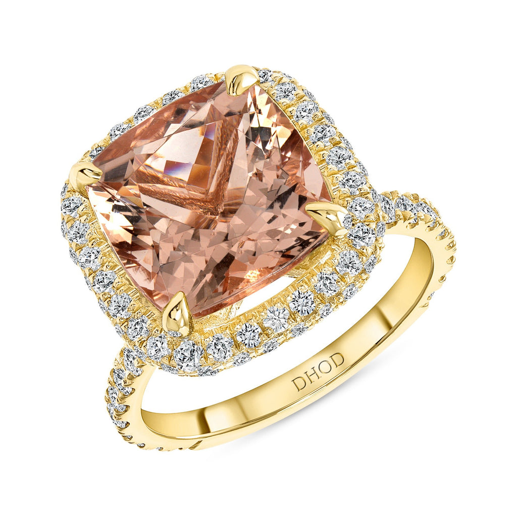 Halo Cushion Morganite Engagement Ring