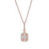14K Gold Baguette and Round Diamond Pendant