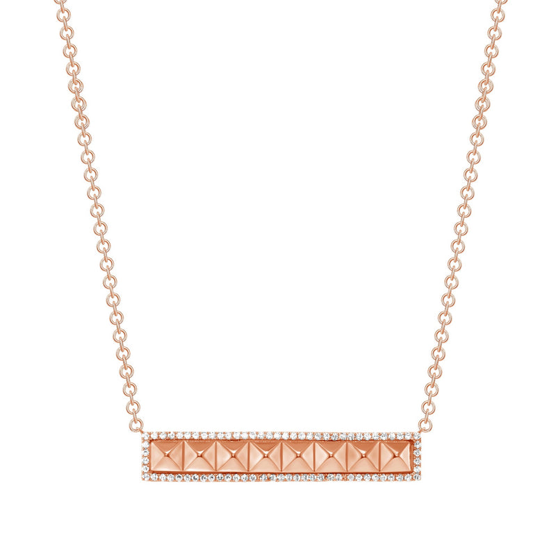 14K Gold Bar Stud Diamond Pendant