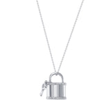 14K Gold Diamond Lock and Key Pendant