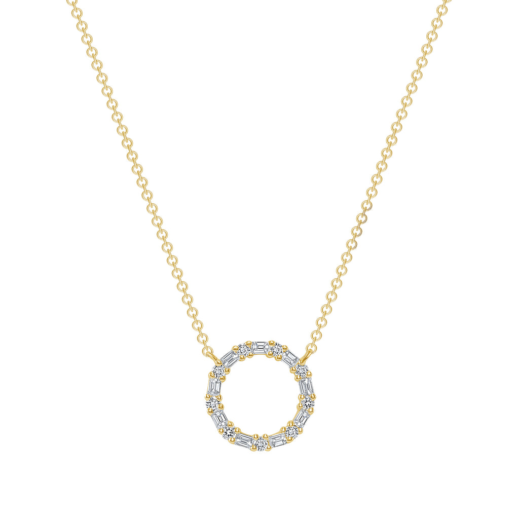 14K Gold Diamond Circle Pendant