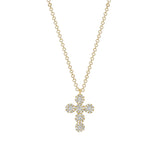 14K Gold Diamond Halo Cross Pendant