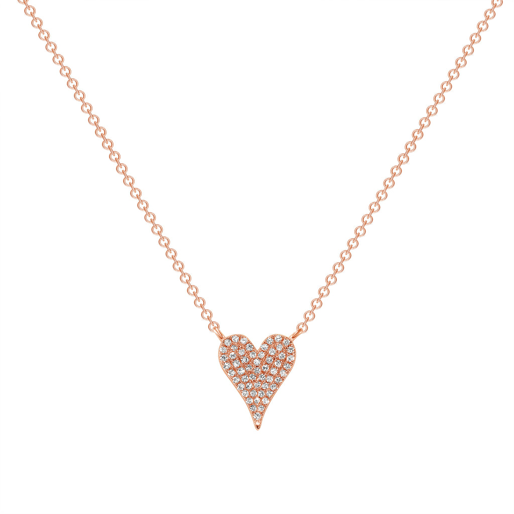 14K Gold Small Heart Diamond Pendant