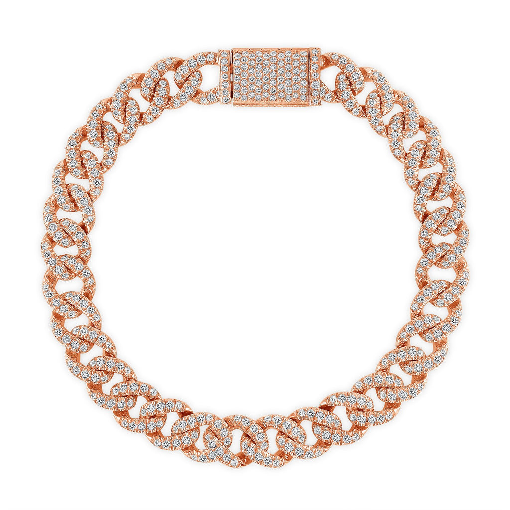 14K Gold Medium Diamond Cuban Bracelet