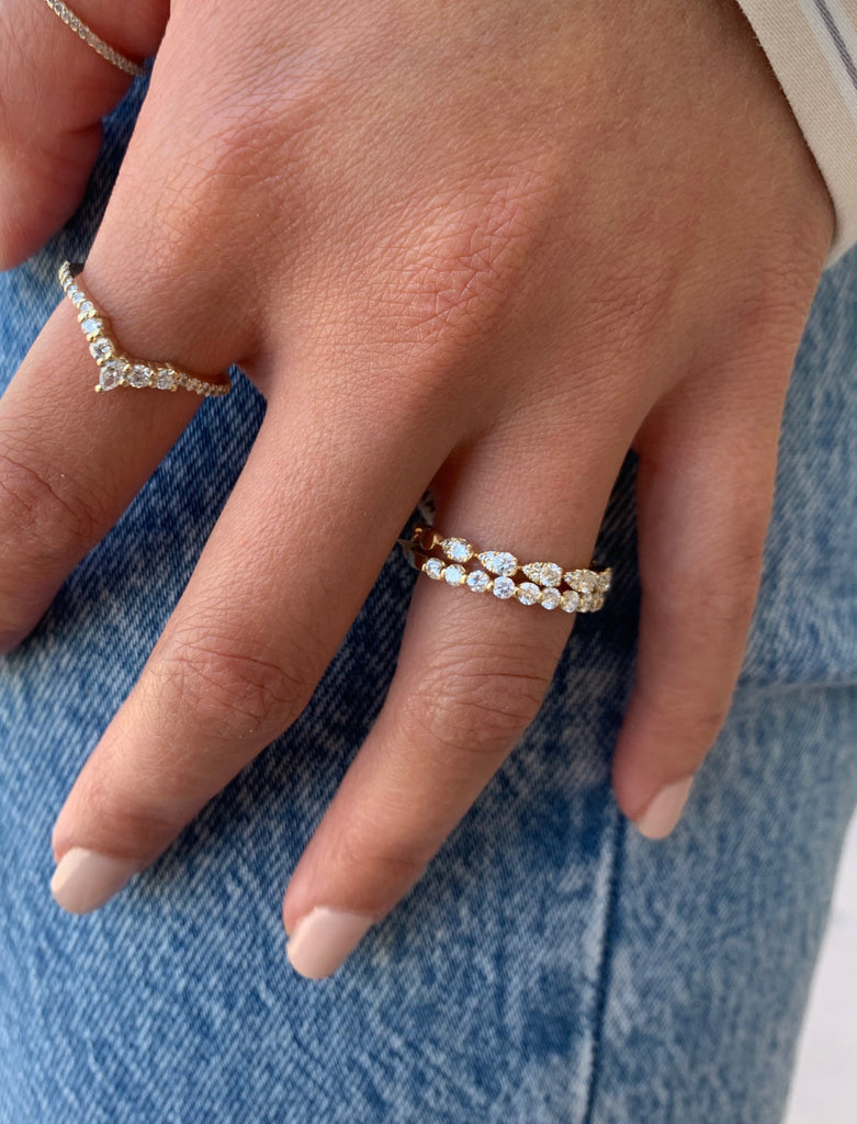 14K Gold Round Diamond 2MM Single Prong Eternity Band