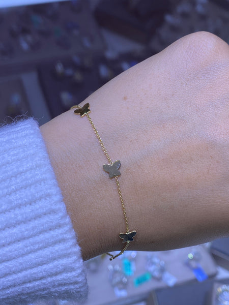 14K Yellow Gold Open Butterfly Bracelet