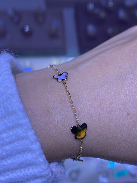 10kt Gold Mother of Pearl Butterfly Bracelet