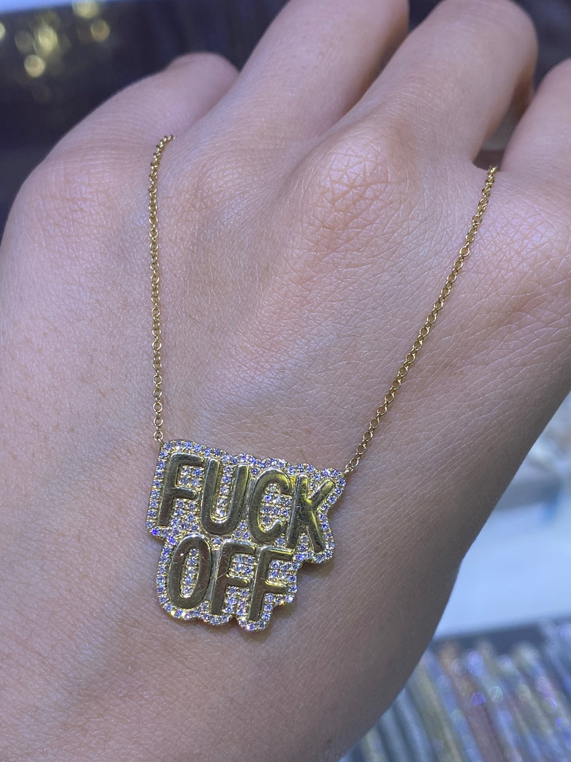 14K Gold 'F Off' Diamond Pendant