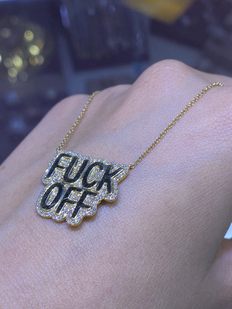 14K Gold 'F Off' Diamond Pendant