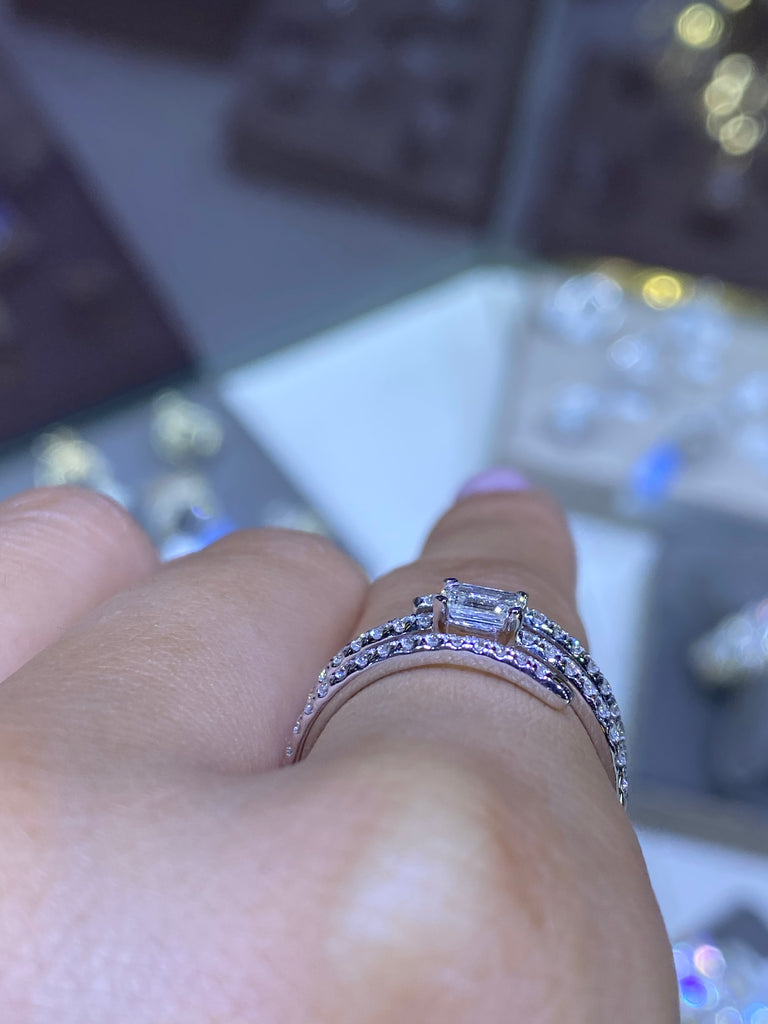 14K Gold Three Row Wrapped Diamond Band