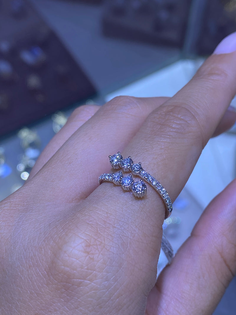14K Gold Open Three Round Diamond Band