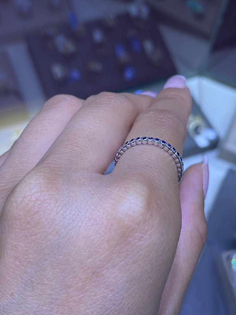 14K Gold Sapphire Art Deco Band
