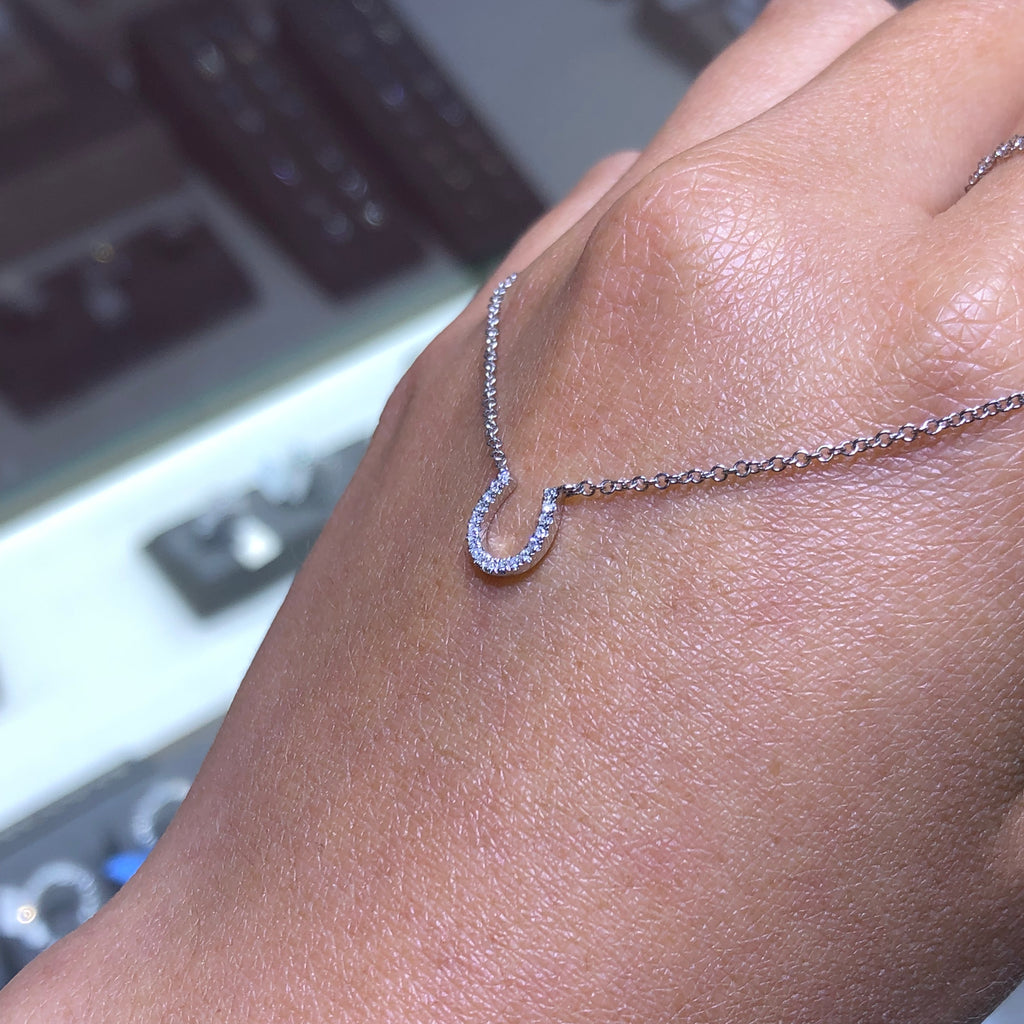 14K Gold Diamond Horseshoe Pendant Necklace