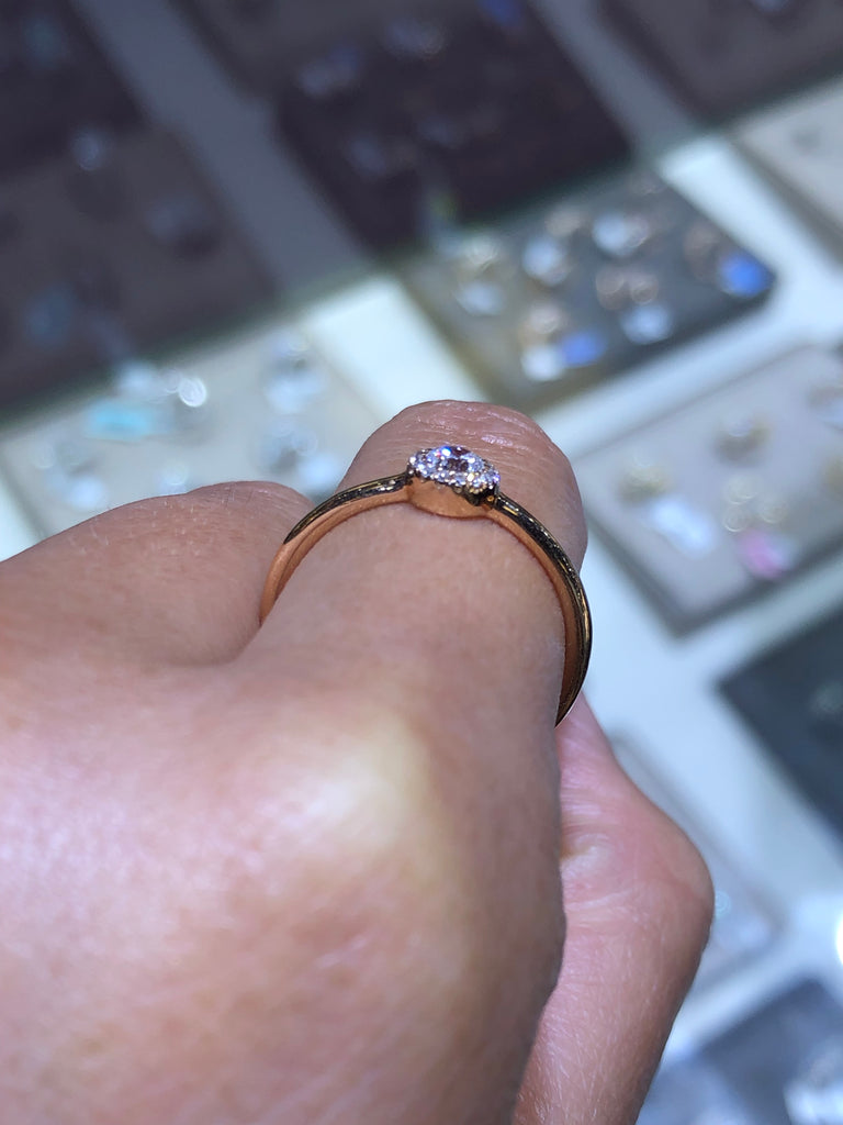 14K Gold Single Round Halo Diamond Band