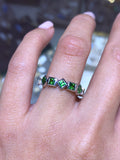 14k Gold Alternating Princess Spessartite Halfway Engagement Band