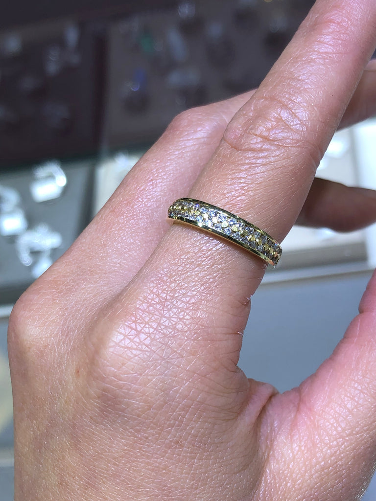 14k Gold Two Row Channel Set Diamond Band