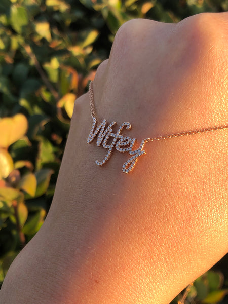 14K Rose Gold Script Wifey Diamond Pendant