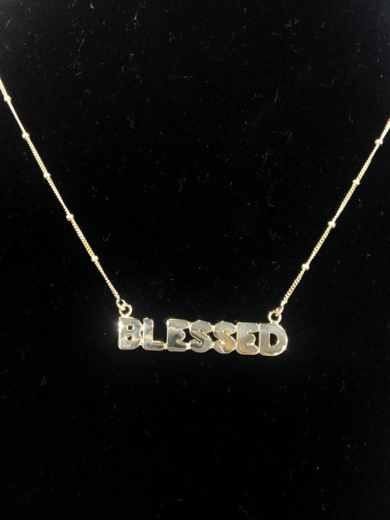 14K Gold 'BLESSED' with Ball Chain