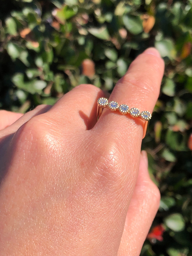 14K Gold Art Deco Bar Diamond Band